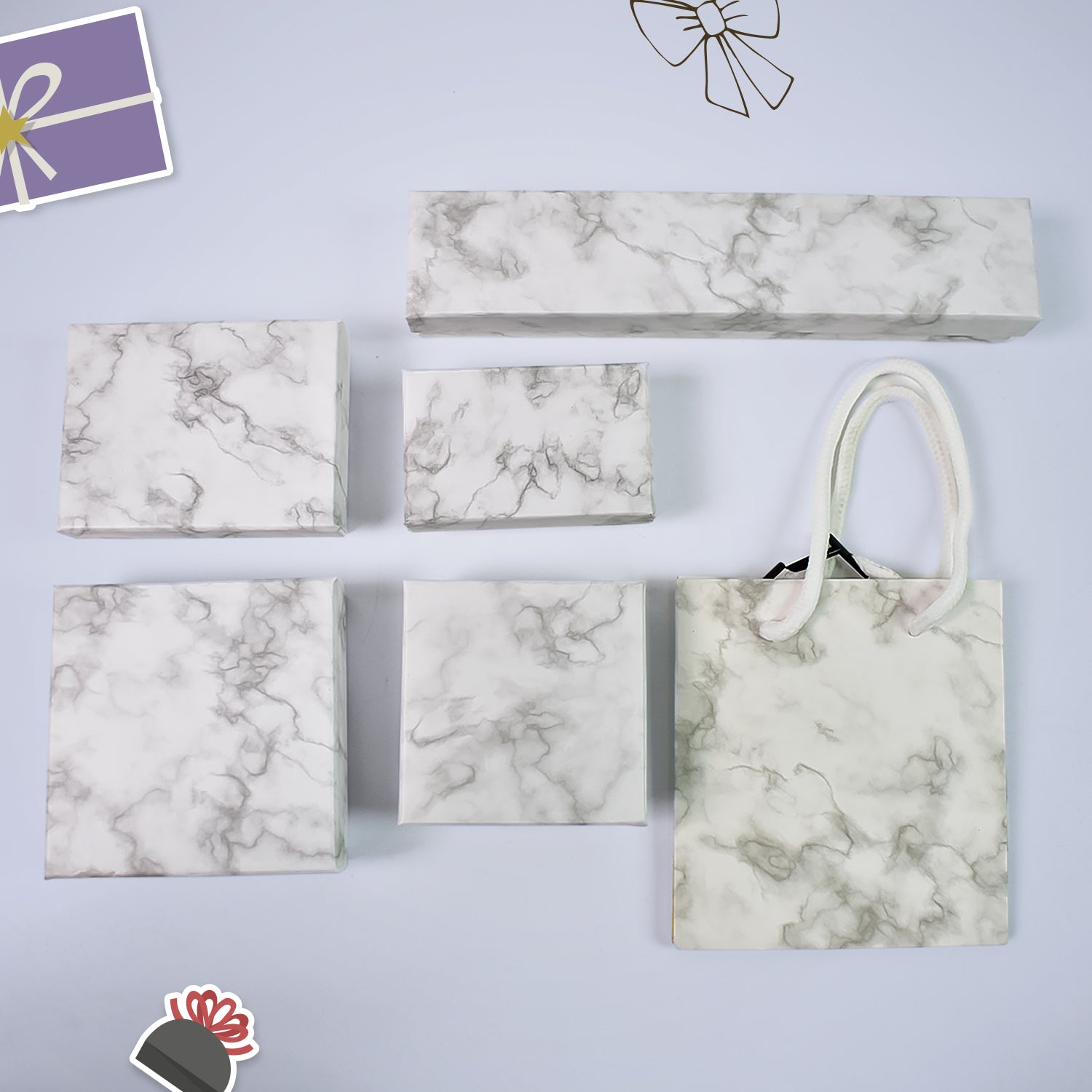 Cardboard Jewelry Boxes Gift Case Small Paper Jewelry Gift (7 Pcs Set / Mix Size)