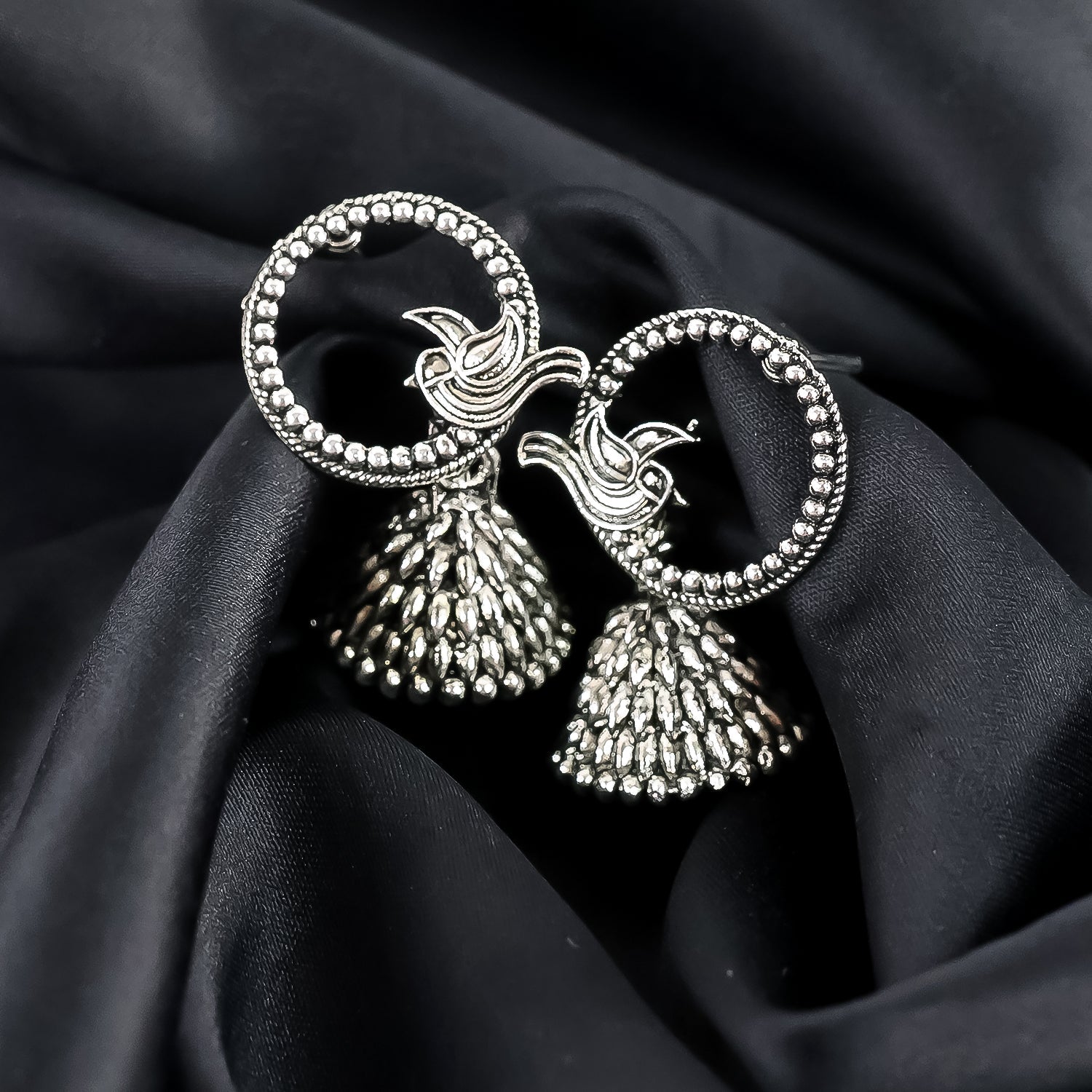 Silver Oxidised Earrings With Different Pattern (3Pc)