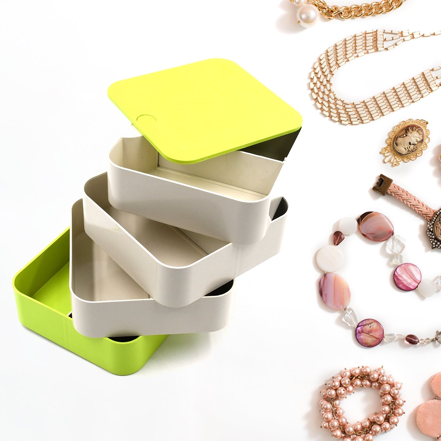 Customize 4 Layers Jewelry Box 360 Degree Rotating Jewelry Organizer Box