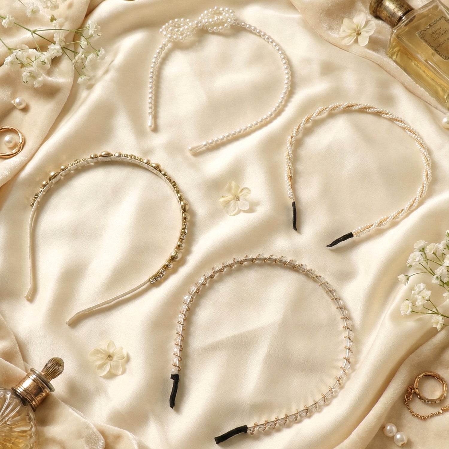 Premium Pearl & Beaded Designer Hair Band (1 Pc, Mix Design)
