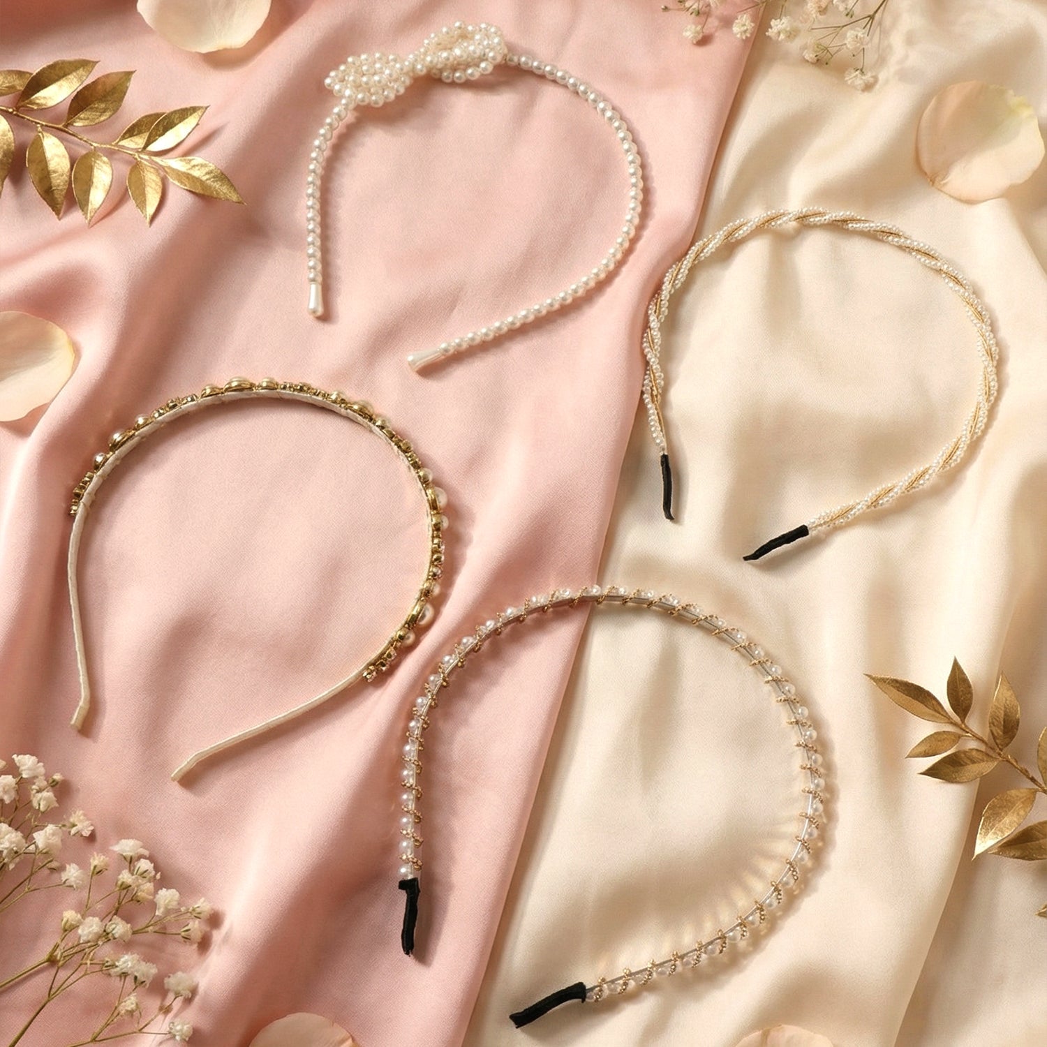 Premium Pearl & Beaded Designer Hair Band (1 Pc, Mix Design)