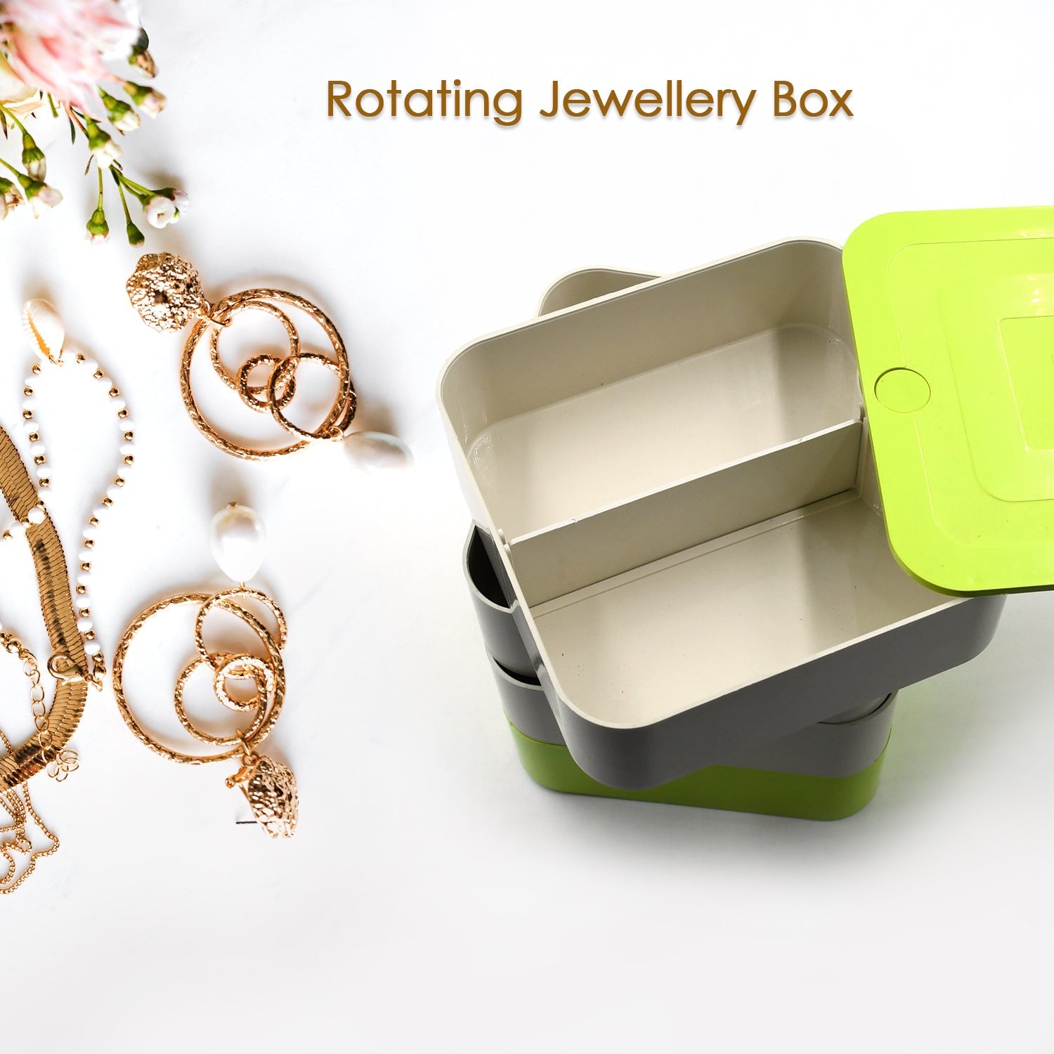 Customize 4 Layers Jewelry Box 360 Degree Rotating Jewelry Organizer Box