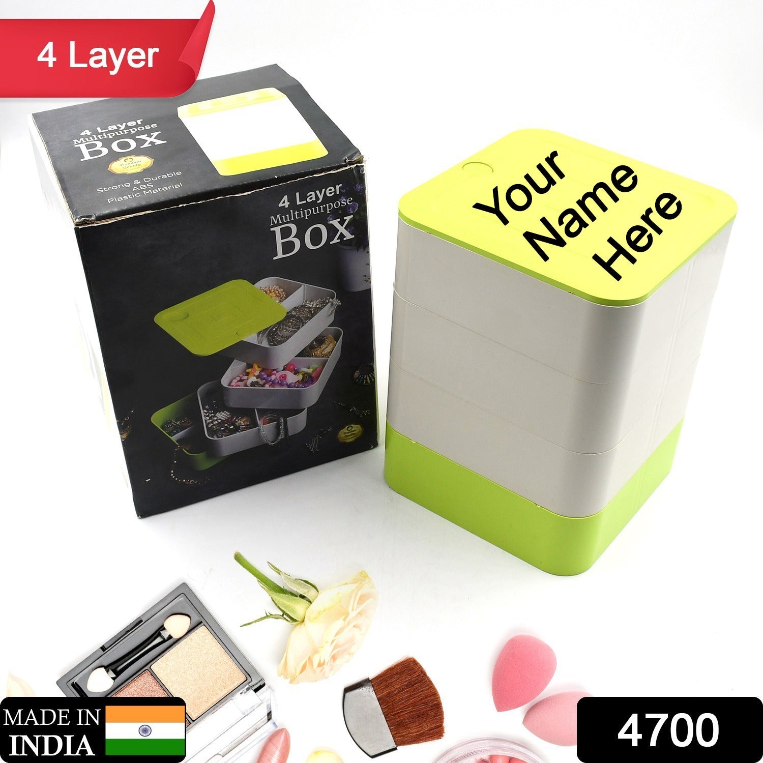 Customize 4 Layers Jewelry Box 360 Degree Rotating Jewelry Organizer Box