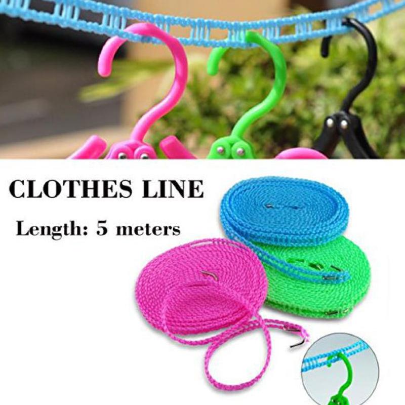 Premium Nylon Clothes Drying Line with Hooks – Balcony, Bathroom & Outdoor Use