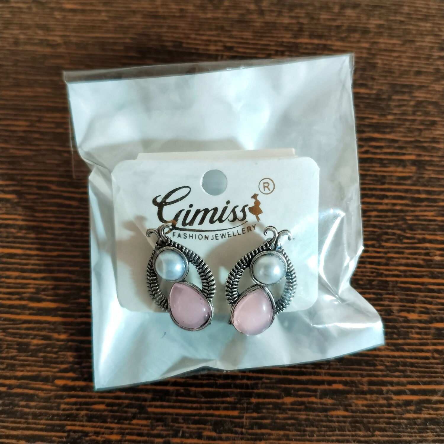 The Rose & Pearl Duet: Vintage-Finish Silver Drop Studs earrings
