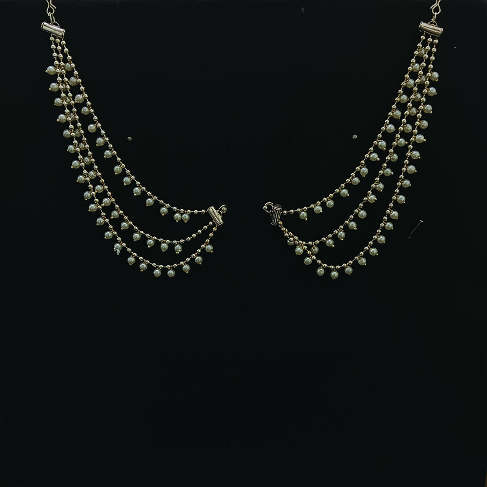 Traditional White pearl kaanchain