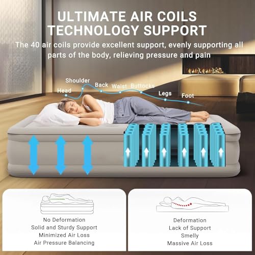 Massavio Inflatable Mattres With Free Electric Pump, Quick Self-Inflation