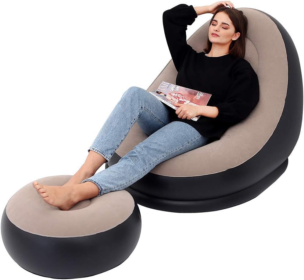 Inflatable Sofa with Footrest and Free Electric Inflator { Air pump }