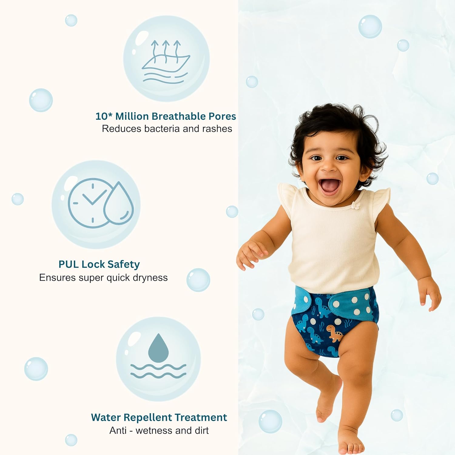 Premium Reusable Cloth Diapers for Babies (Pack of 2)