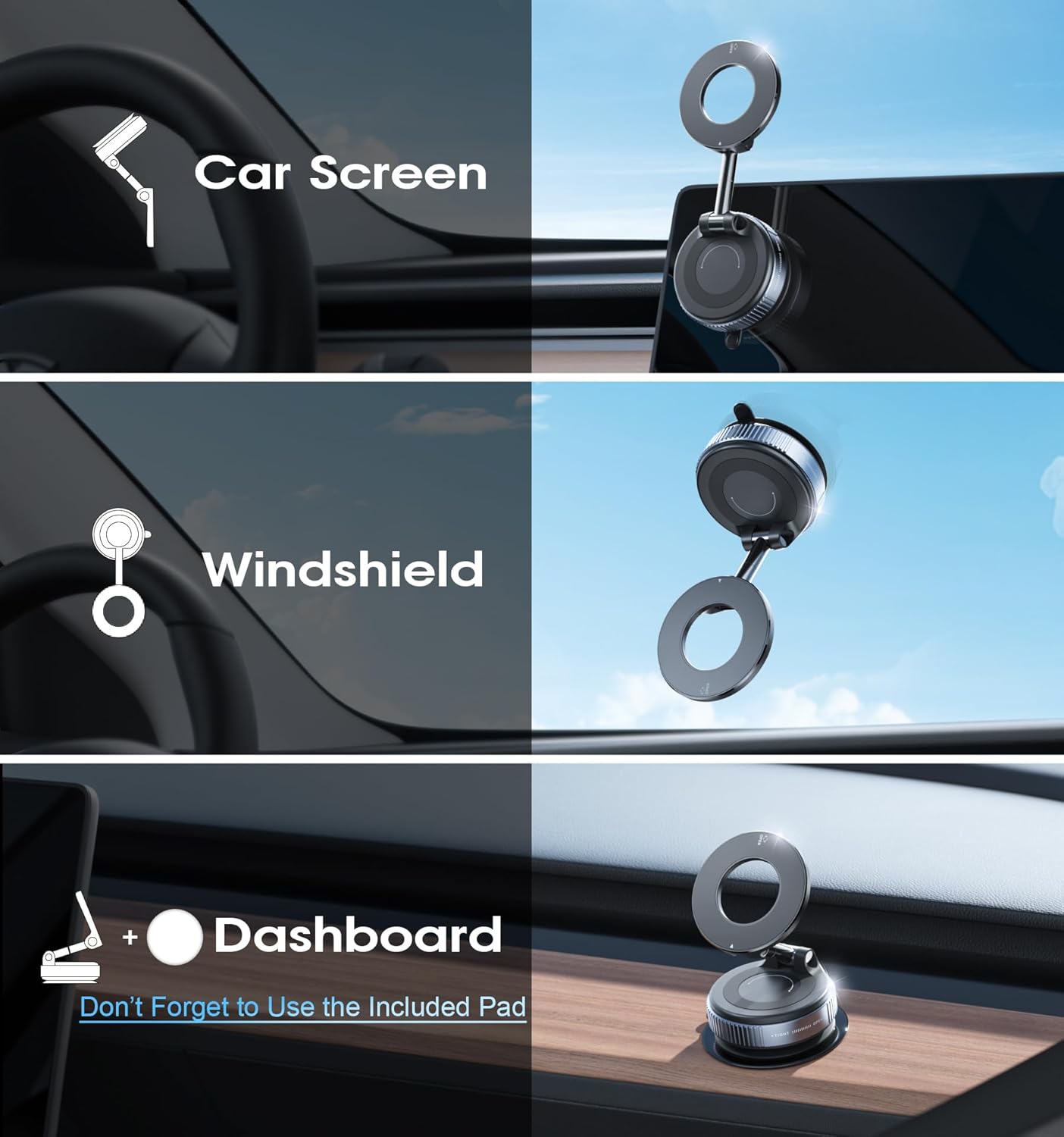 Magnetic Phone Holder – 360° Vacuum Suction Car Mount | Heavy-Duty Magnetic Phone Stand
