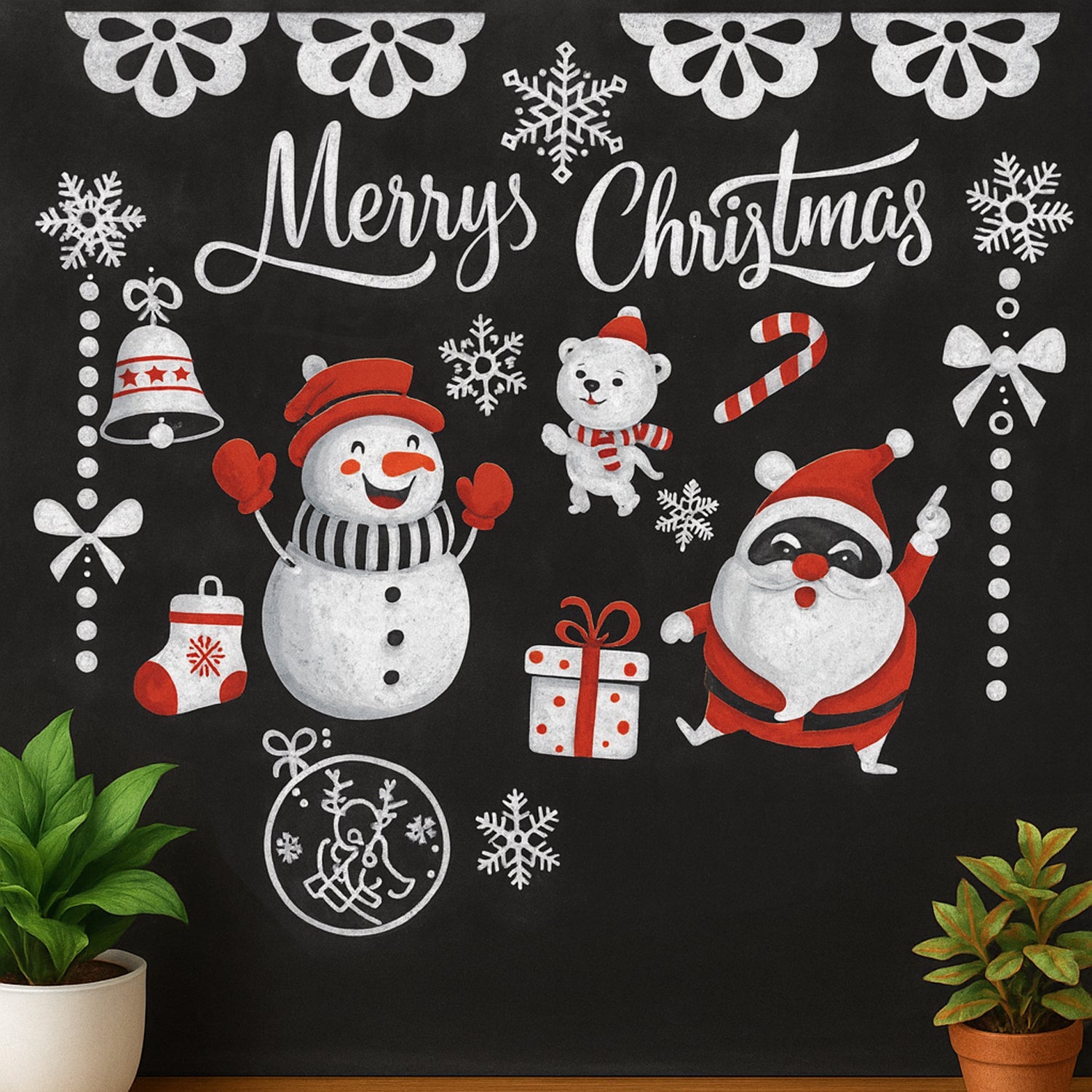 Christmas Theme Decorative Wall Sticker 90x60 Cm (1 Pc)