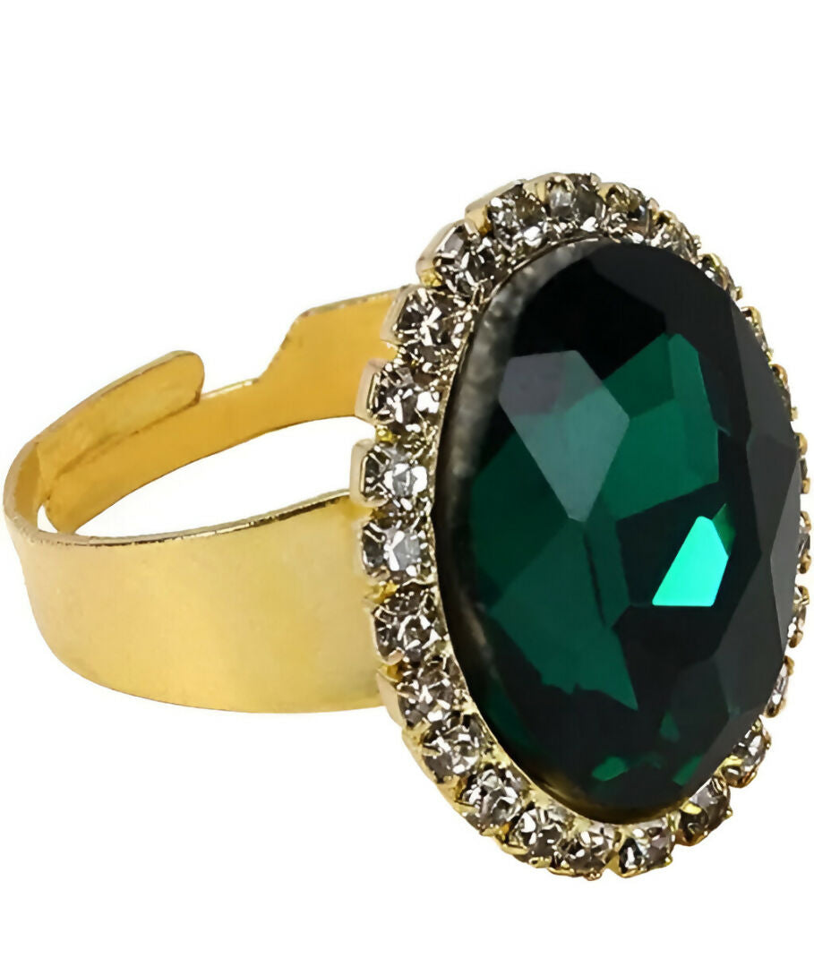 Emerald Green Crystal Statement Jewelry Set – Necklace, Earrings, Bracelet & Ring