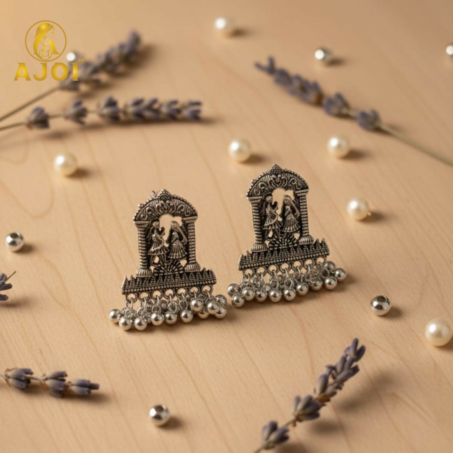 Handcrafted Radha Krishna Design with Ghungroo Drops