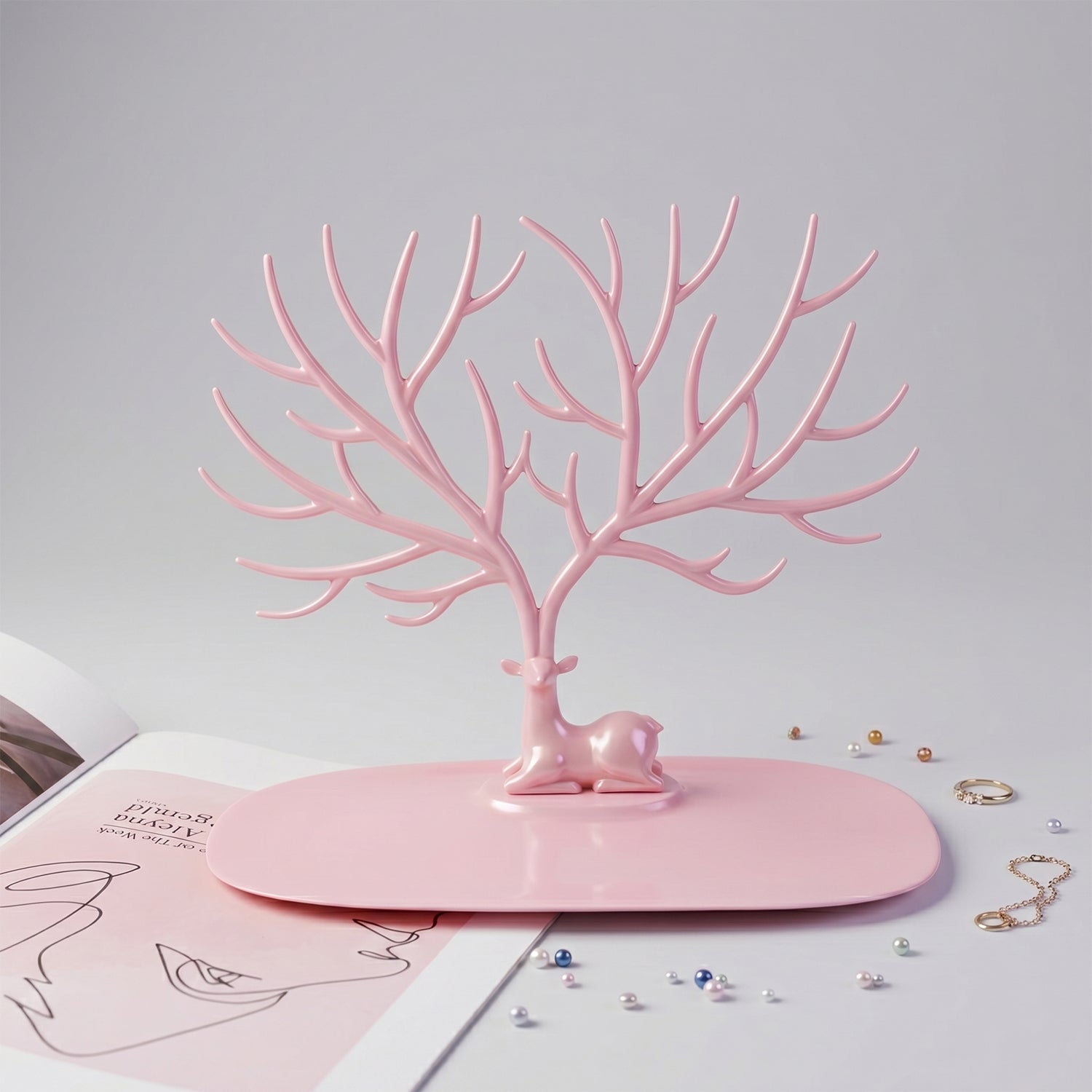 Big Deer Antlers Jewelry Stand Tree-Shaped Earring and Ring Organizer with Base