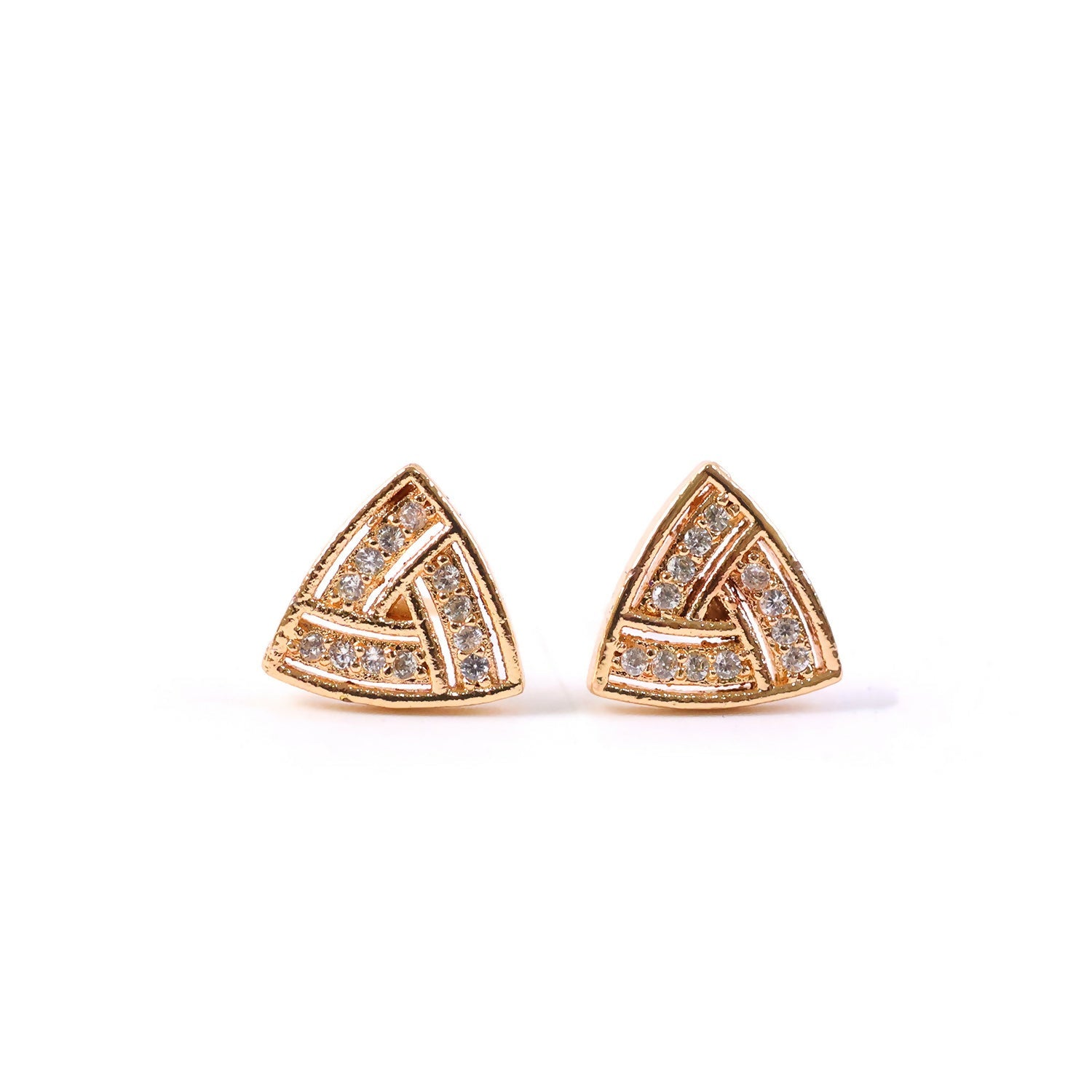 Gold Finish Triangle CZ Stud Earrings for Women – Elegant Daily & Party Wear