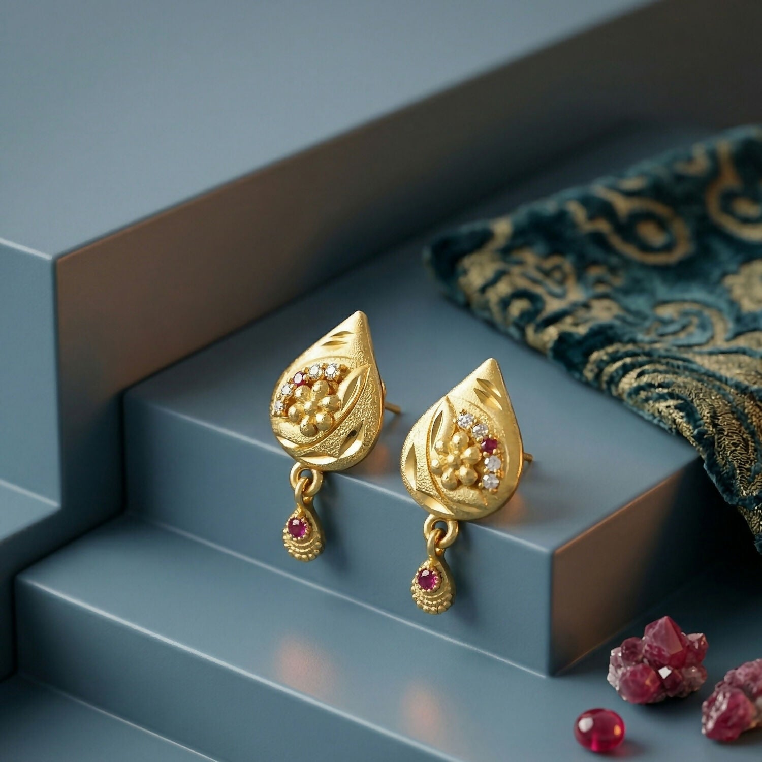 Traditional Gold Plated Geometric Drop Earrings for Women