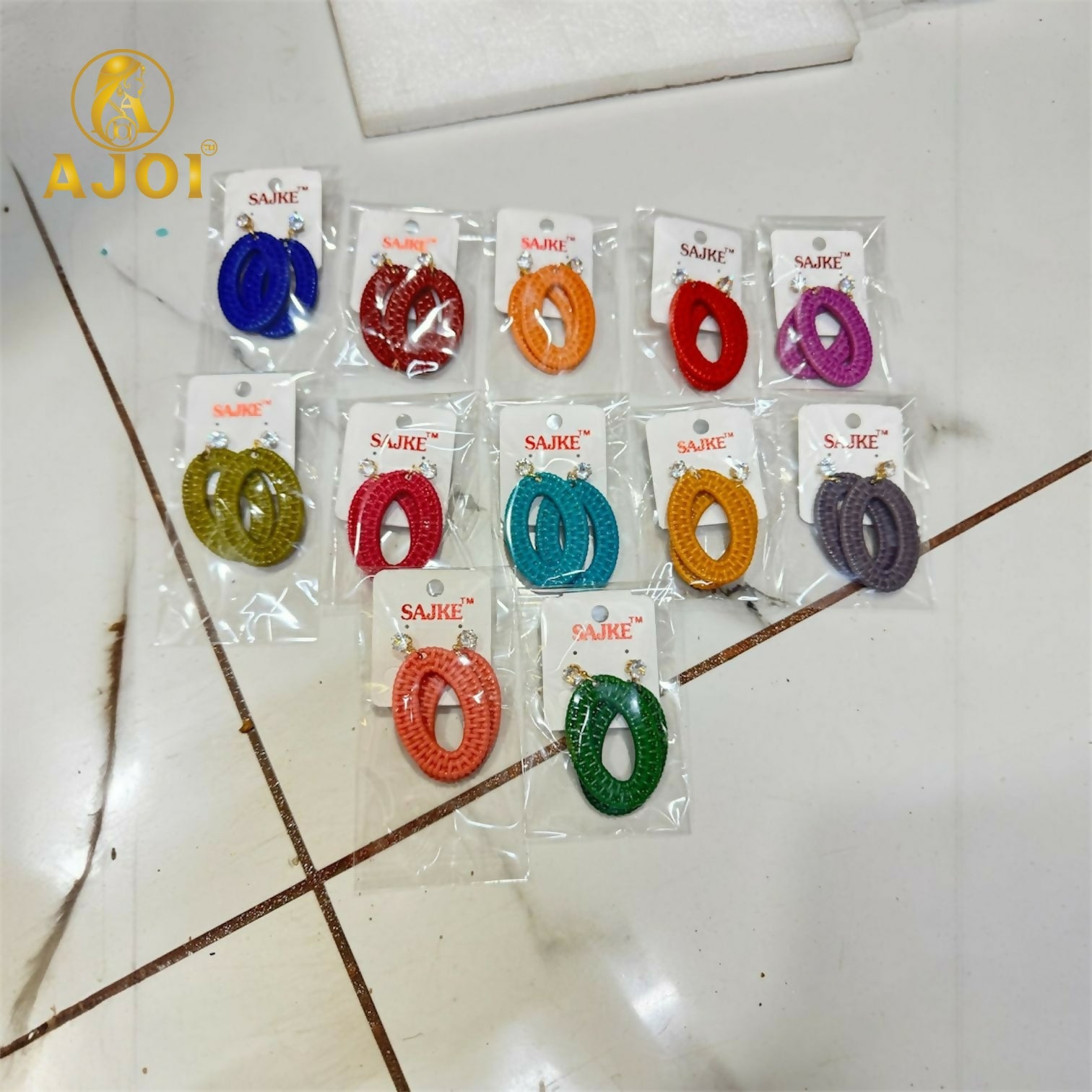 Handcrafted Textured Oval Drop Earrings – Lightweight Statement Earrings in 12 Beautiful Colors – Chic & Stylish Handmade Accessories (PACK OF 12)