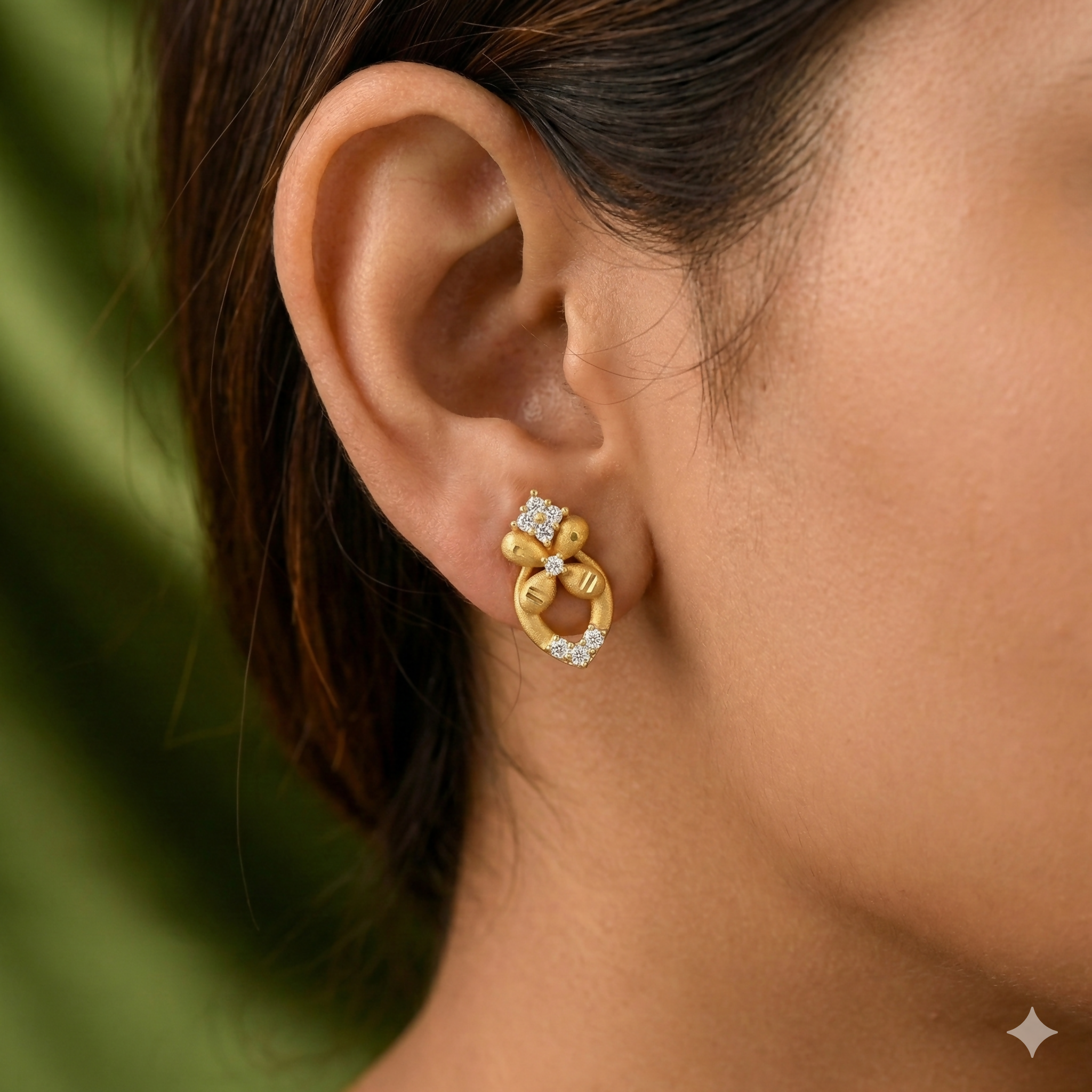 Gold-Plated Floral Lattice Drop Earrings with AD for women and girls