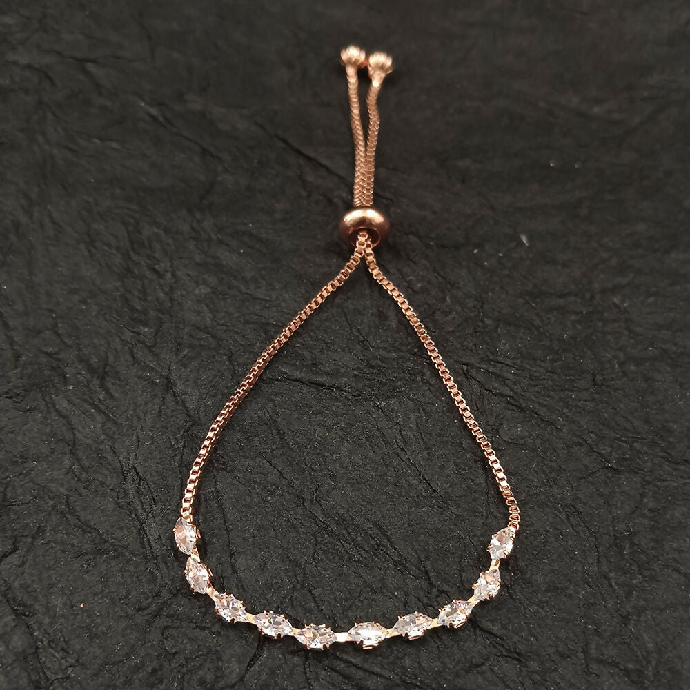 Elegant Rose Gold Plated American Diamond Bracelet for Women