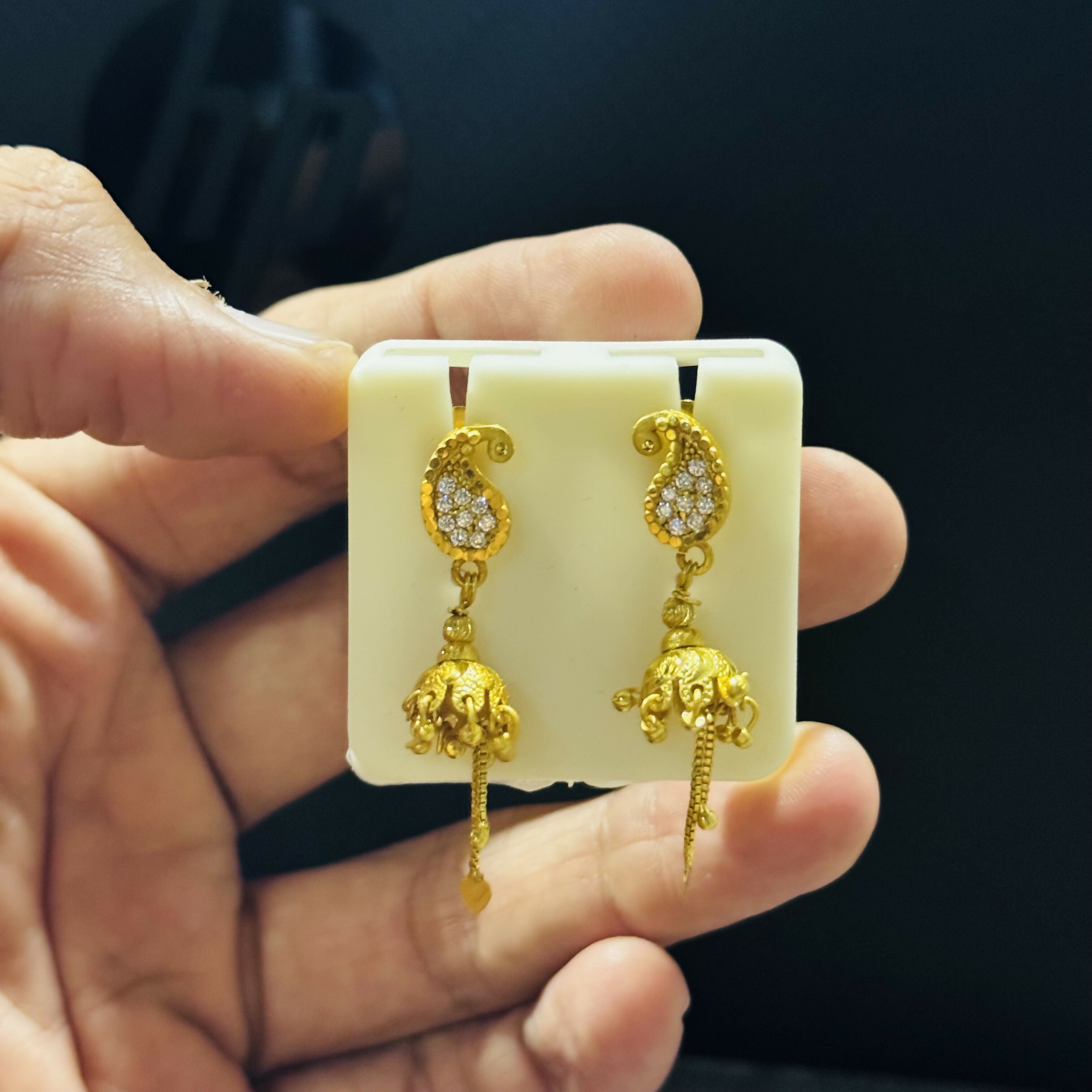 Traditional Paisley Stud with Hanging Jhumka Drops