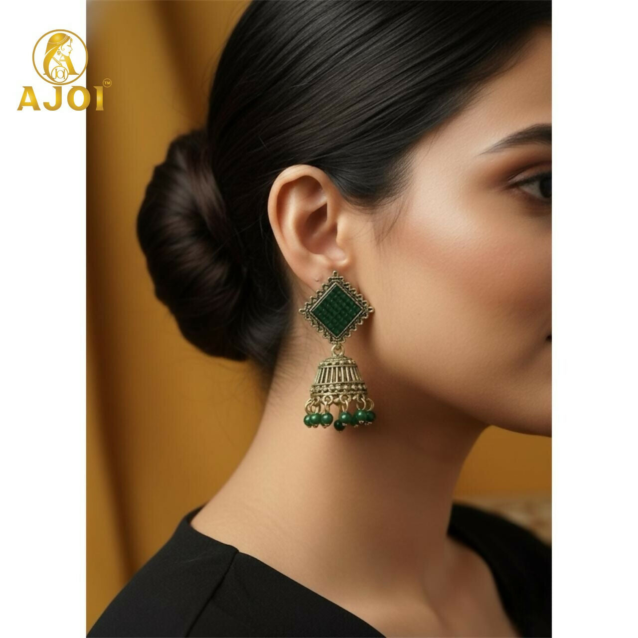 Trendy Oxidised Jhumki Earrings with Designer Square Tops (PACK OF 6)