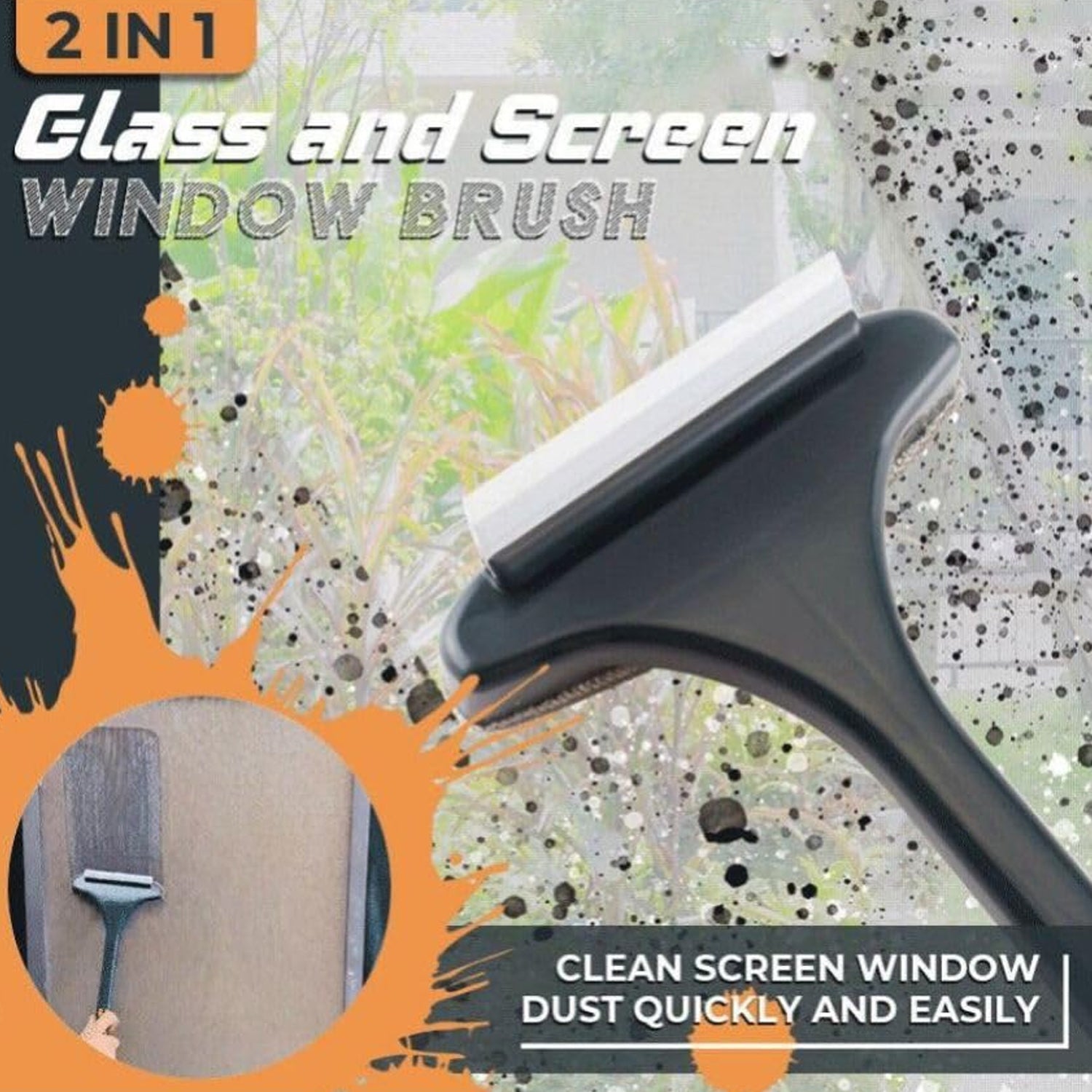 Brush 2 In 1 Mesh Cleaning Brush Wiper With Extended Handle Window Cleaning Brush Net Cleanermagic Window Cleaner Brush Window Mesh Cleaner (1 Pc)