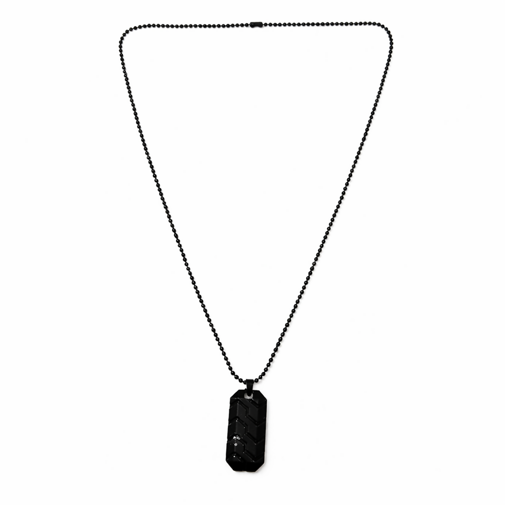 Stylish Black Tire Tread Pattern Pendant Necklace Chain Trendy Fashion Jewelry