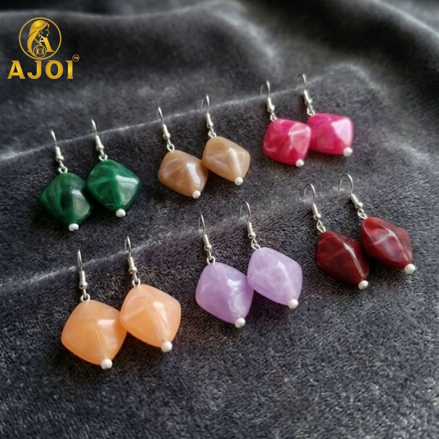 Colorful Geometric Stone Drop Earrings