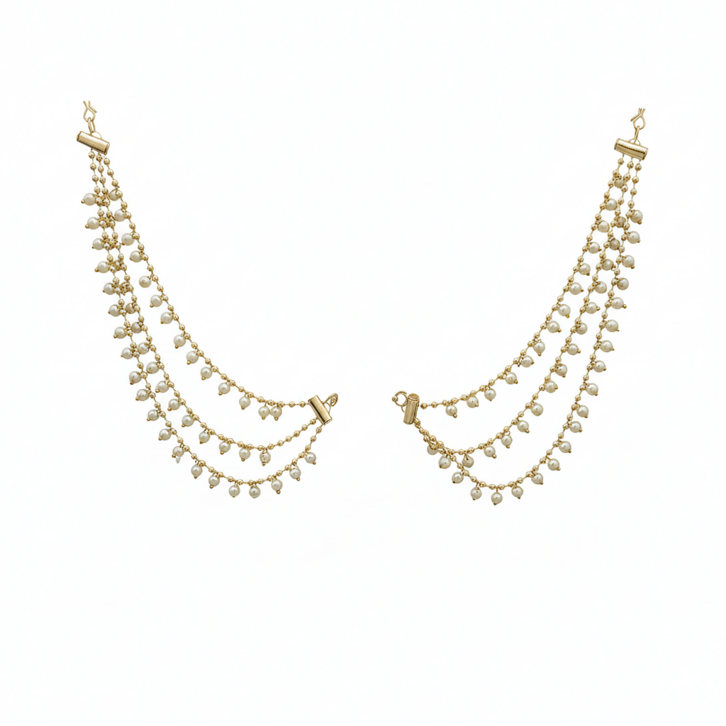 Traditional White pearl kaanchain