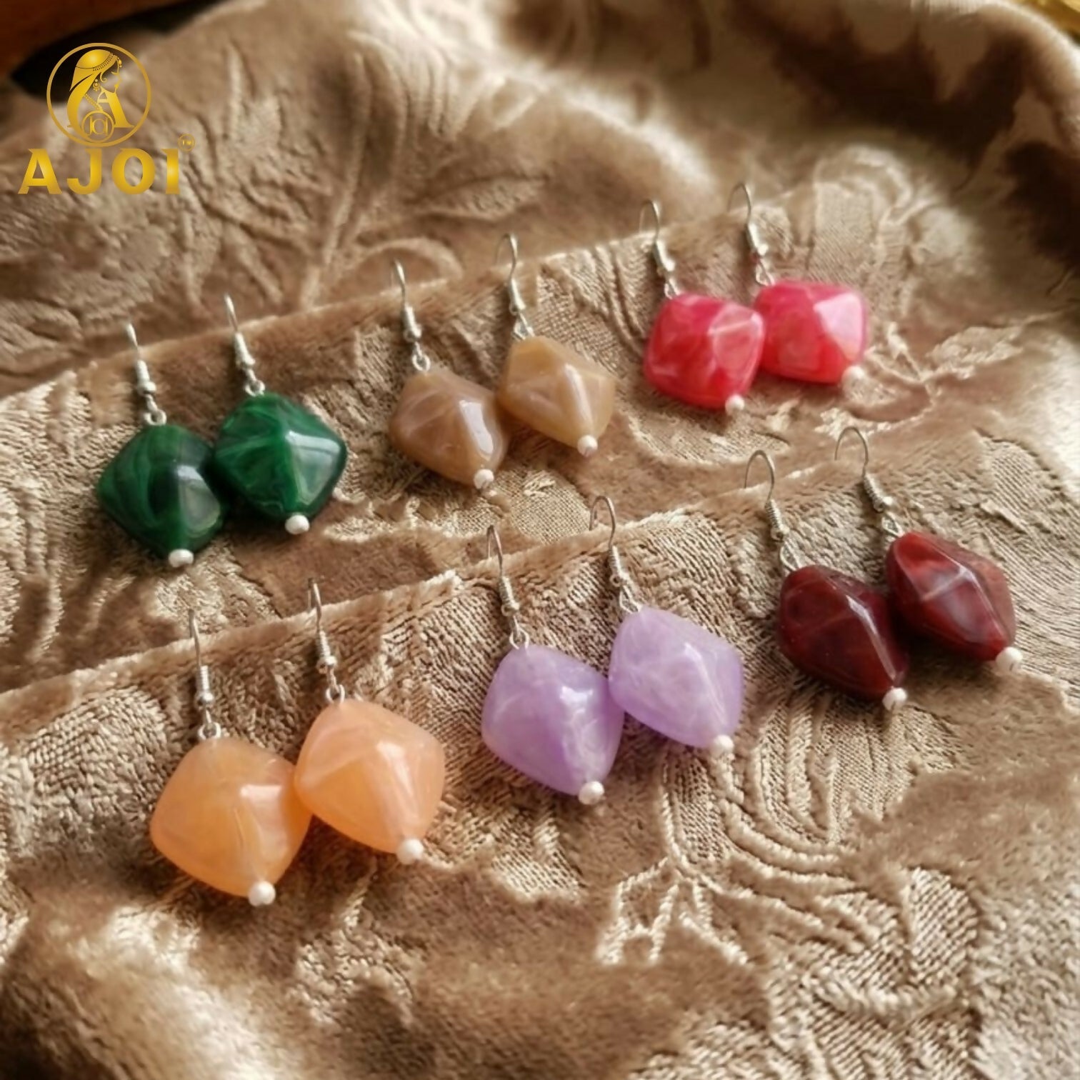 Colorful Geometric Stone Drop Earrings