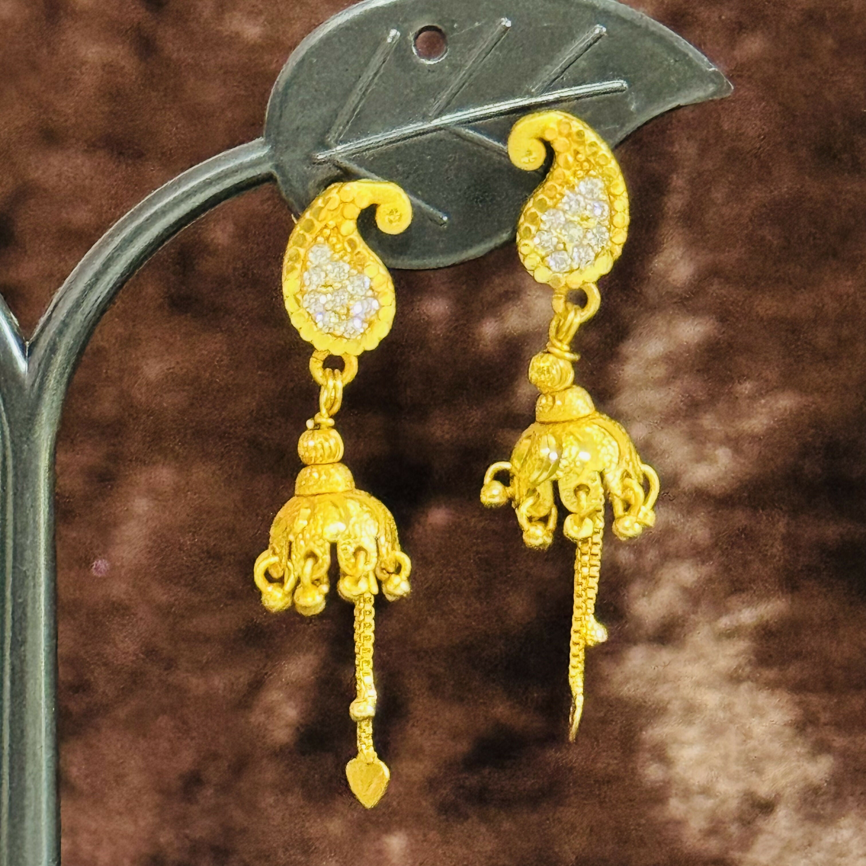 Traditional Paisley Stud with Hanging Jhumka Drops