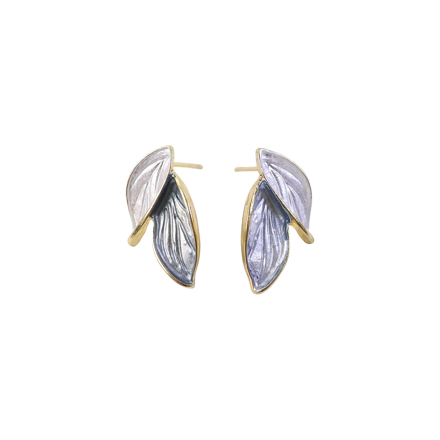 Minimalist Nature-Inspired Leaf Studs Korean Style – Premium Pearlescent Enamel Earrings