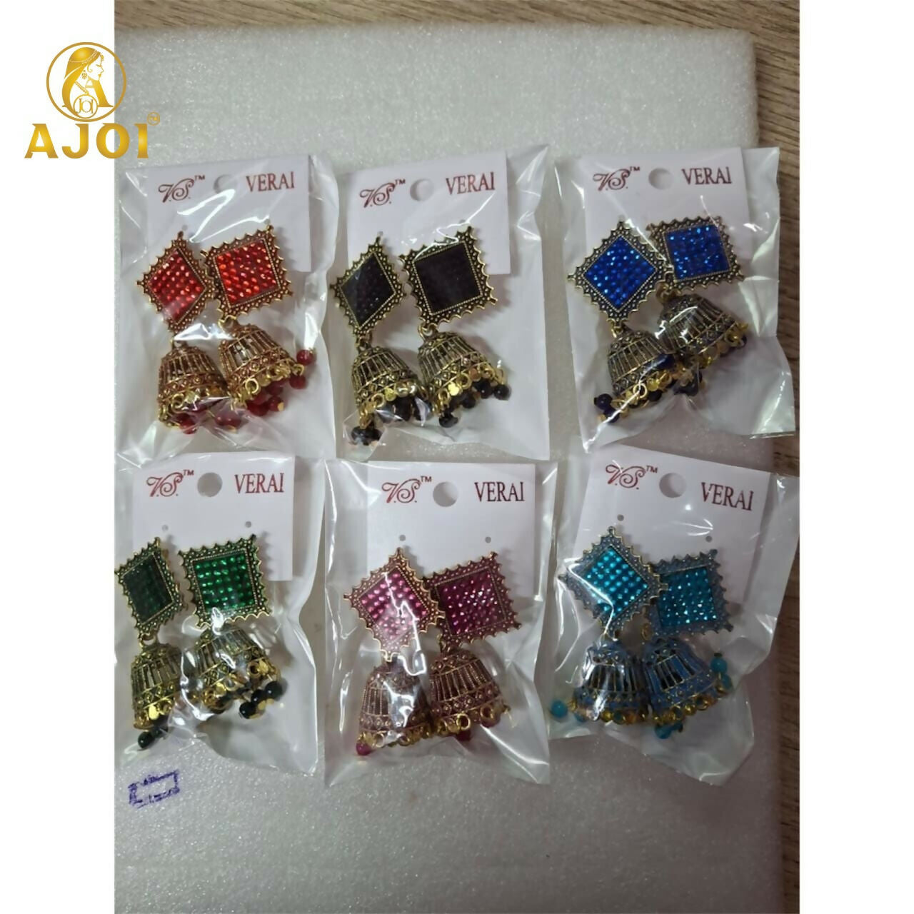 Trendy Oxidised Jhumki Earrings with Designer Square Tops (PACK OF 6)