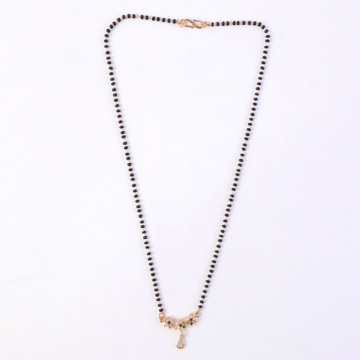 Multicolor Floral Stone Mangalsutra with Hanging Drop Pendant