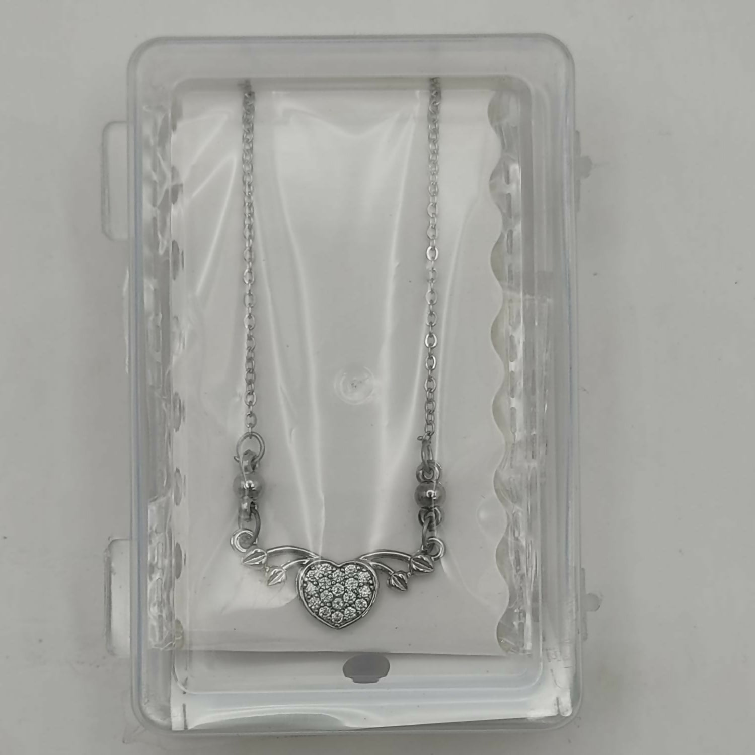 Silver Plated Sparkling Crystal Heart Wing Pendant Necklace For women and girls