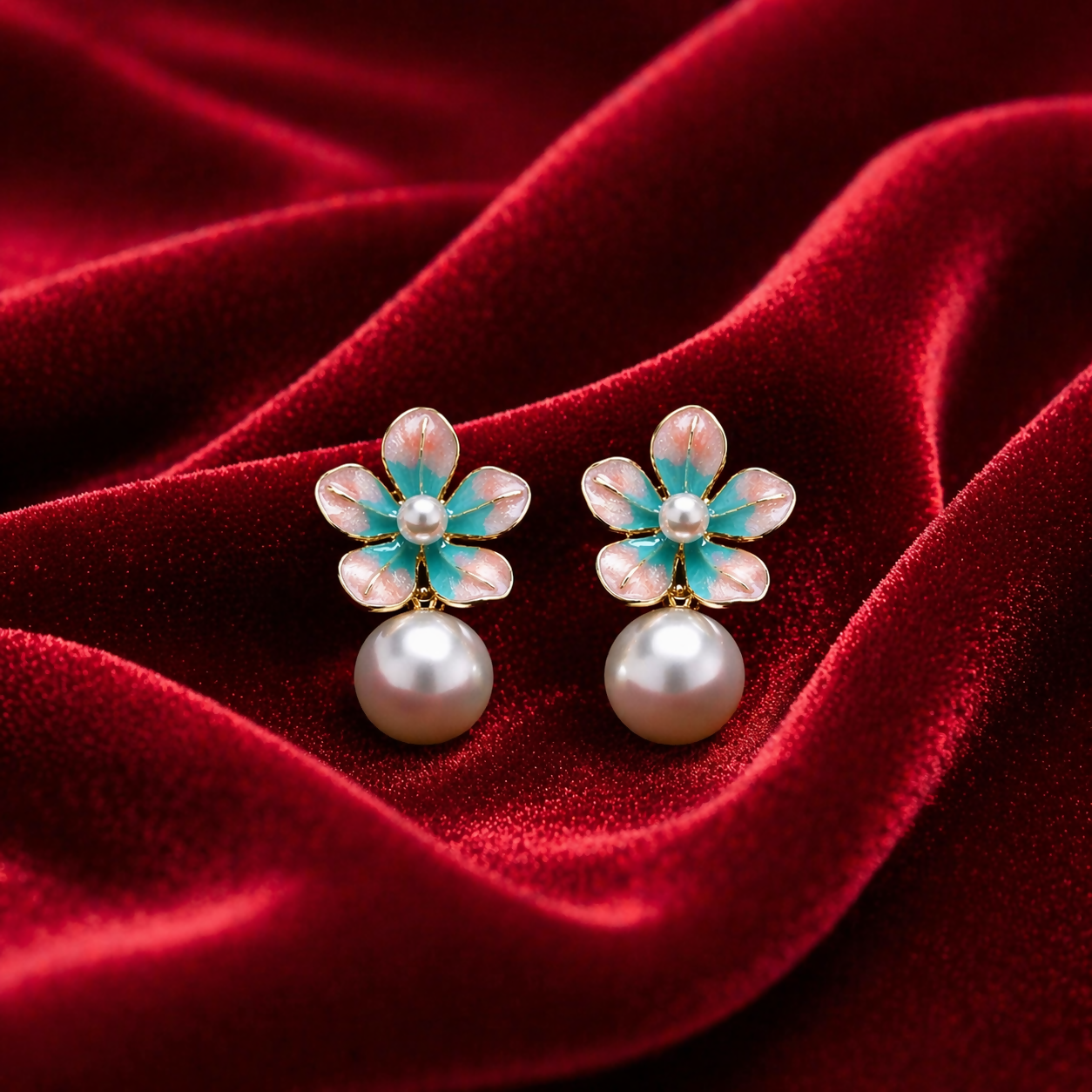 Elegant Floral Pearl Drop Earrings for Women Stylish Korean Design Jewelry