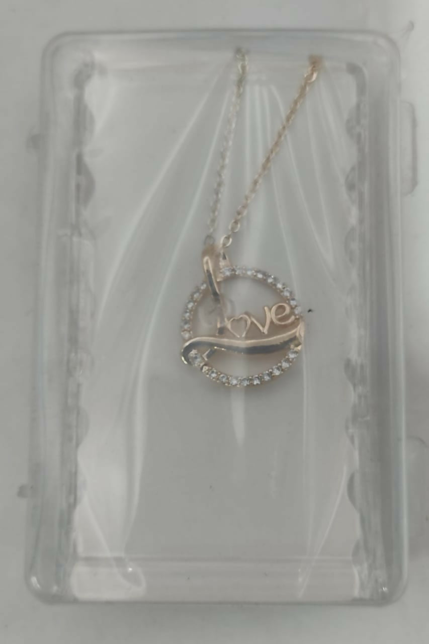 Rose Gold Plated Love Circle Necklace AD Pendant