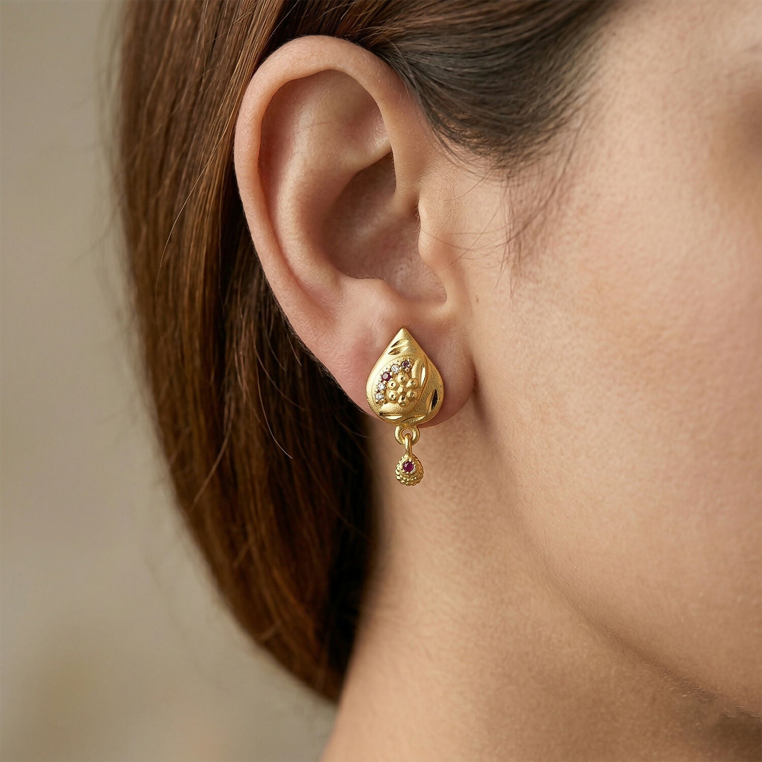 Traditional Gold Plated Geometric Drop Earrings for Women