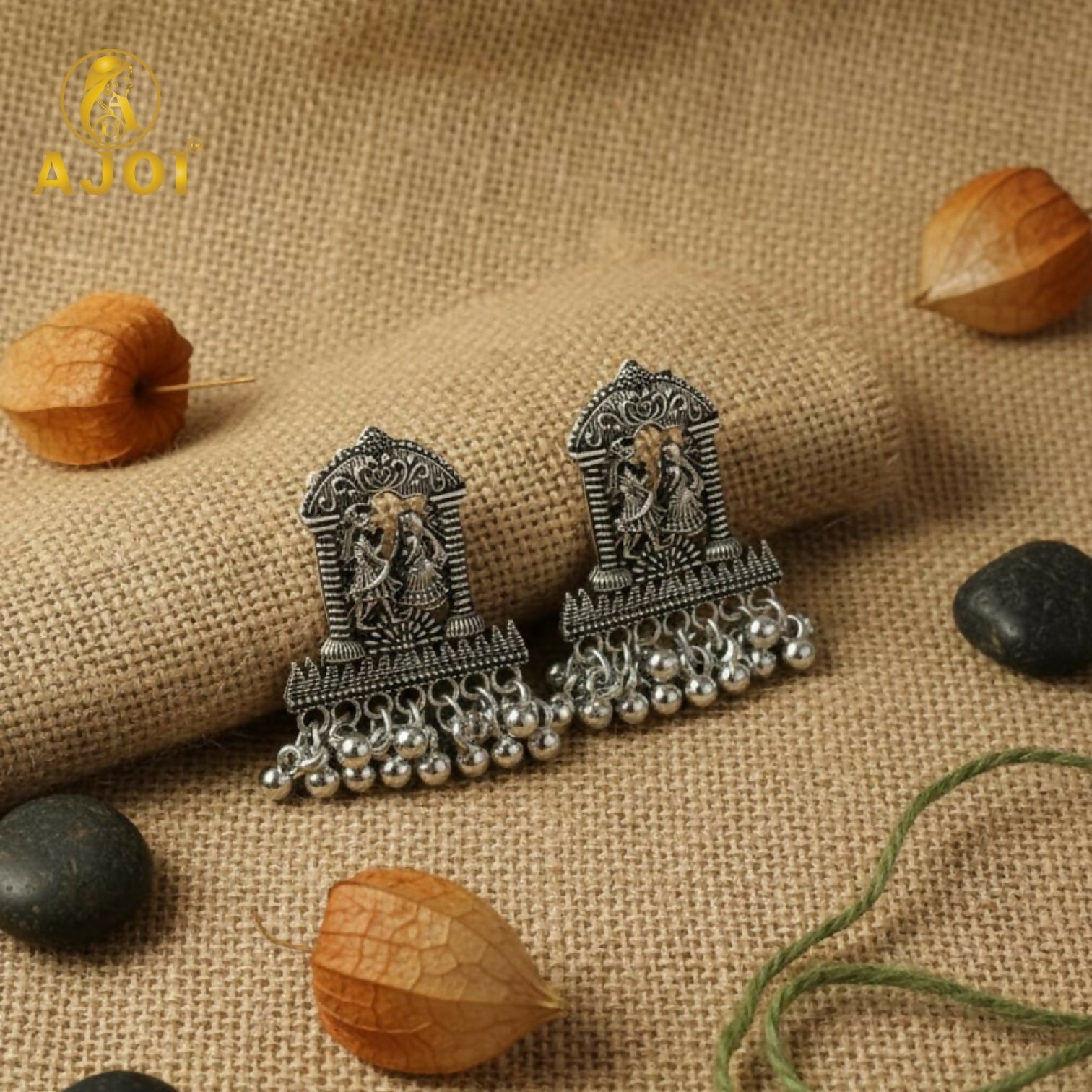 Handcrafted Radha Krishna Design with Ghungroo Drops
