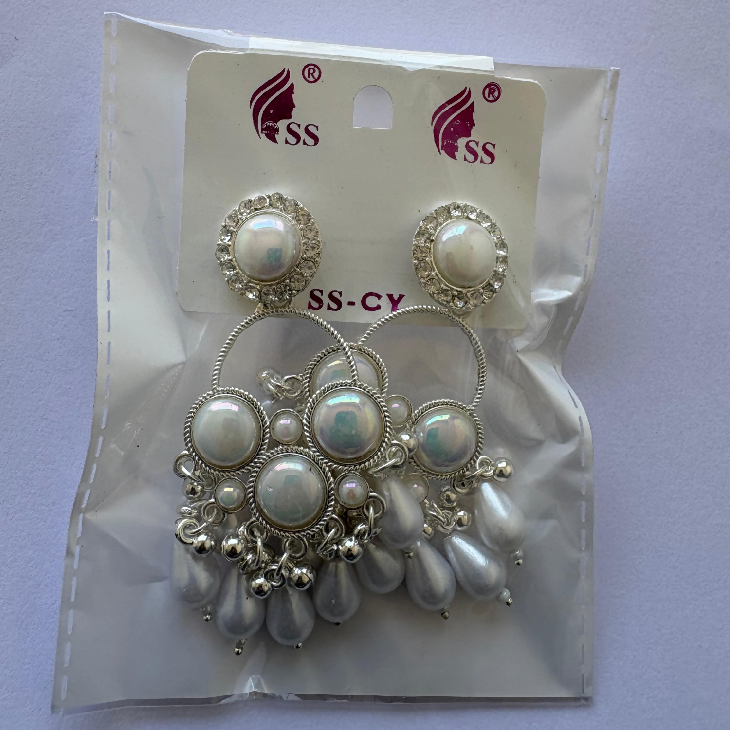 Kundan White Pearl Silver Plated Chandbali Earrings Agate Alloy Chandbali Earring