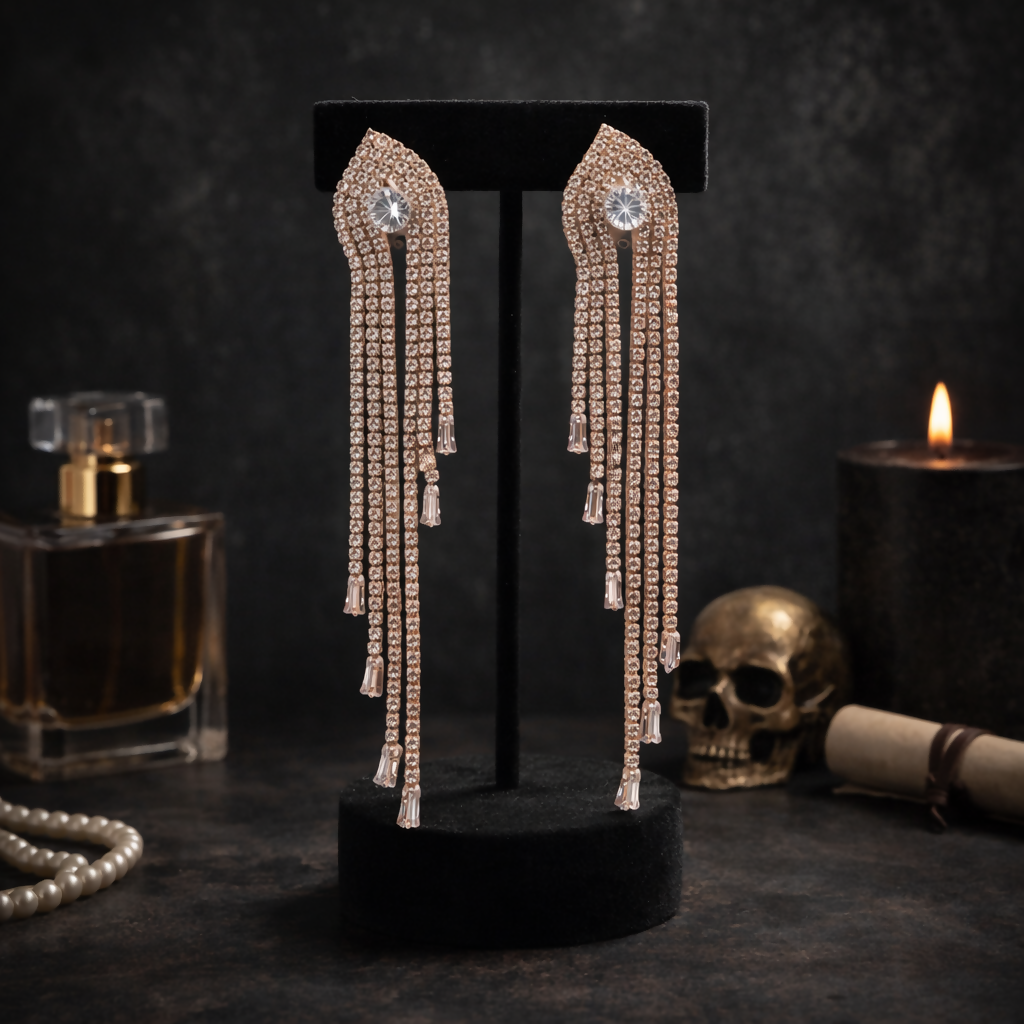 elegant luxurious rose gold chandelier earrings