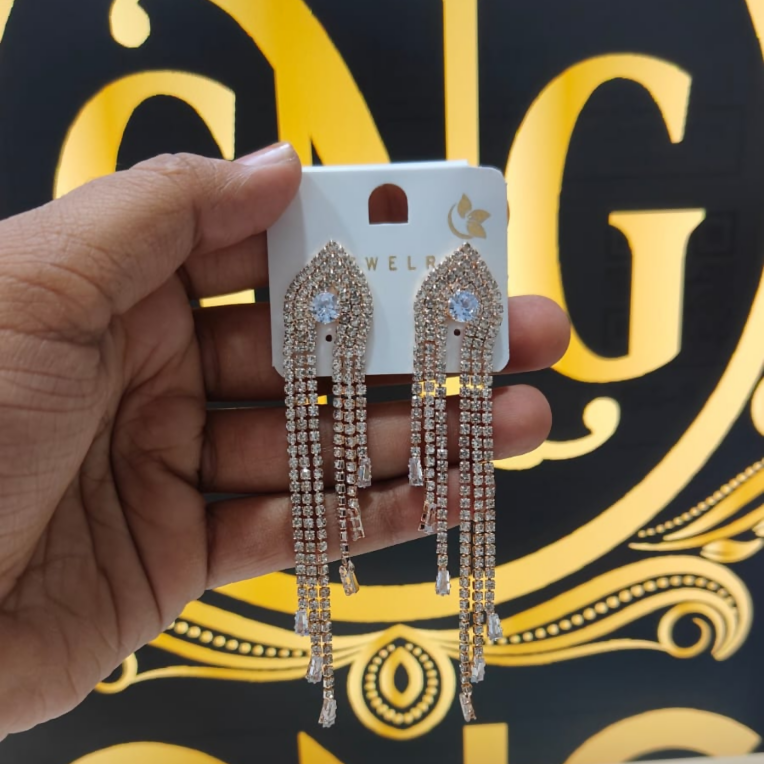 elegant luxurious rose gold chandelier earrings