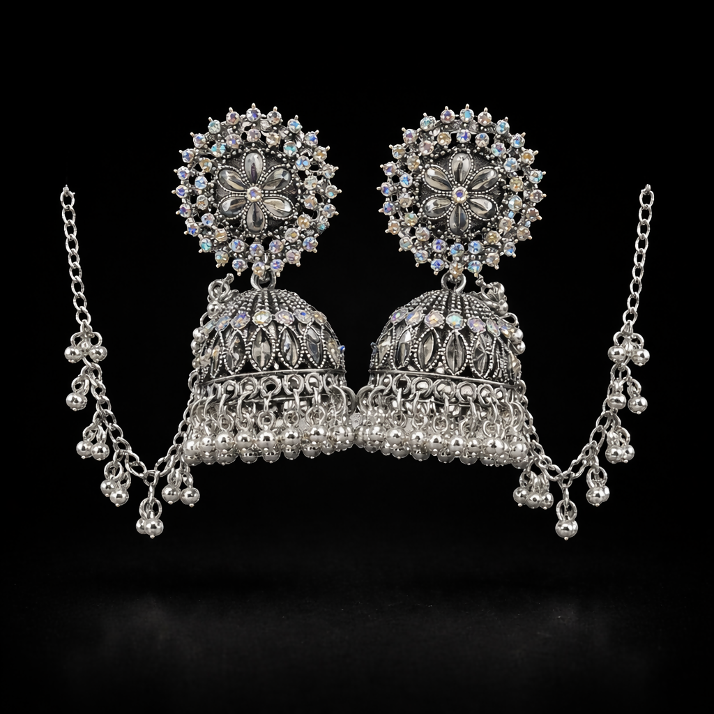 beautiful elegant jhumka earrings with kanchain
