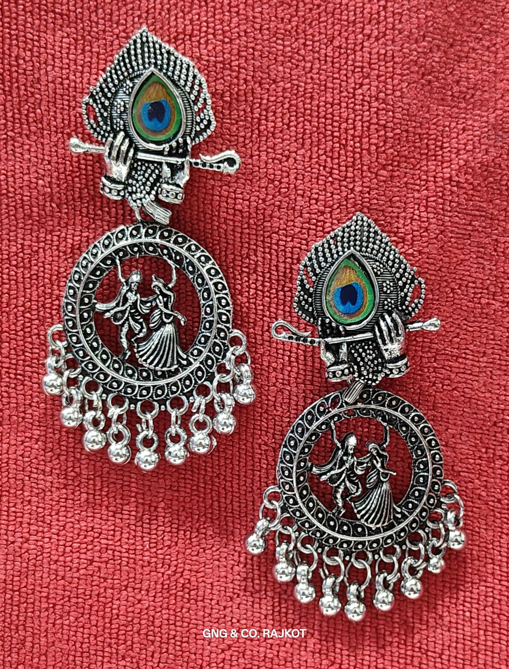 Silver Peacock Earrings