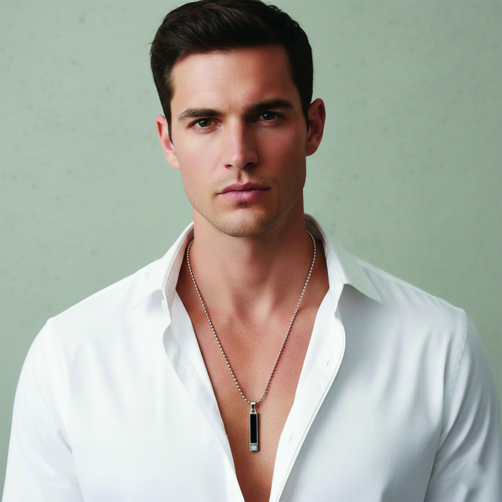 Sleek Rectangal Black Inaly Pendent For Mens