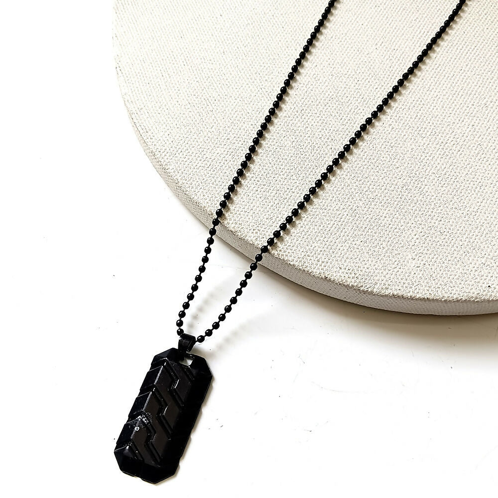 Stylish Black Tire Tread Pattern Pendant Necklace Chain Trendy Fashion Jewelry