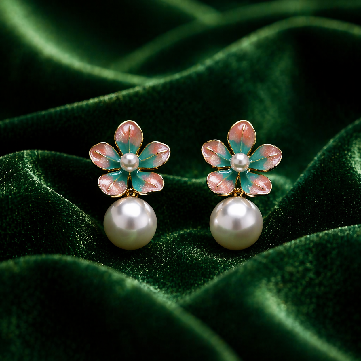 Elegant Floral Pearl Drop Earrings for Women Stylish Korean Design Jewelry