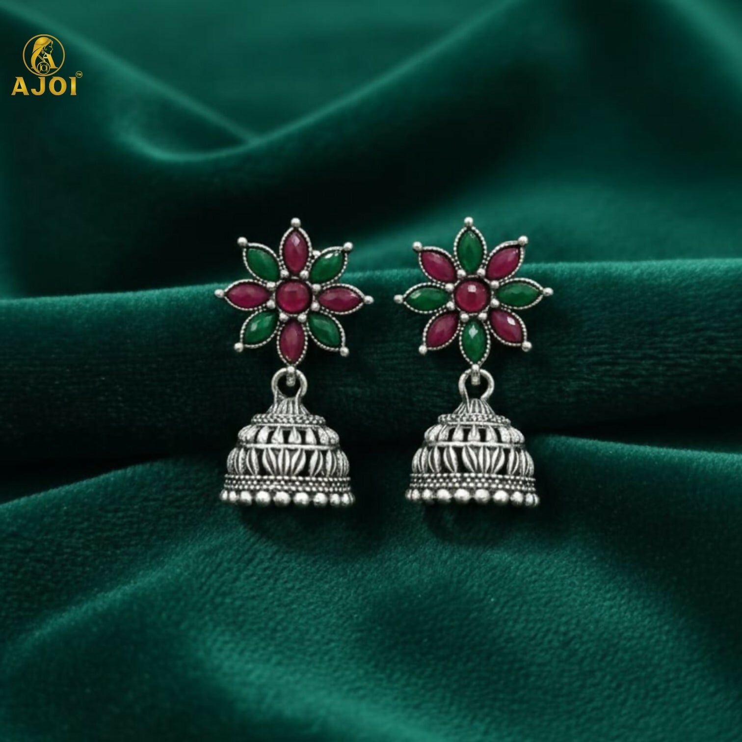 Shringara Ratnam Floral Jhumka Earrings