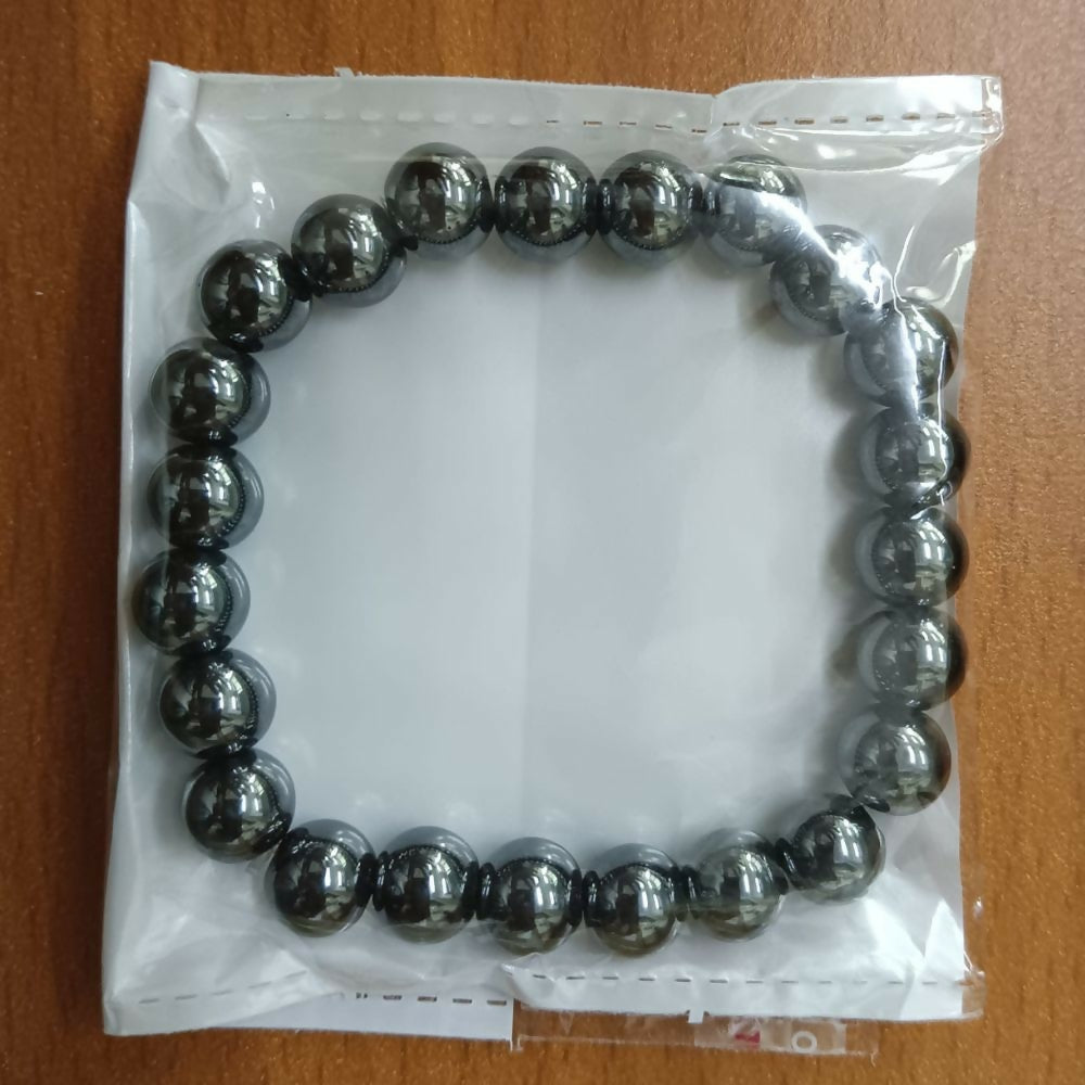 Natural Black Hematite Round Shape Beads Bracelet
