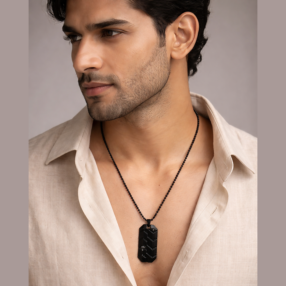 Stylish Black Tire Tread Pattern Pendant Necklace Chain Trendy Fashion Jewelry